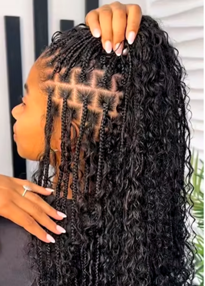 Boho Box Braided Curly Hair 360 Full Lace Front Wigs {5 Colors} - Image 7