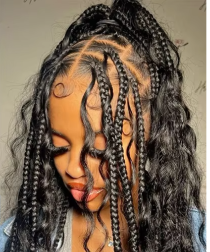 Boho Box Braided Curly Hair 360 Full Lace Front Wigs {5 Colors} - Image 9
