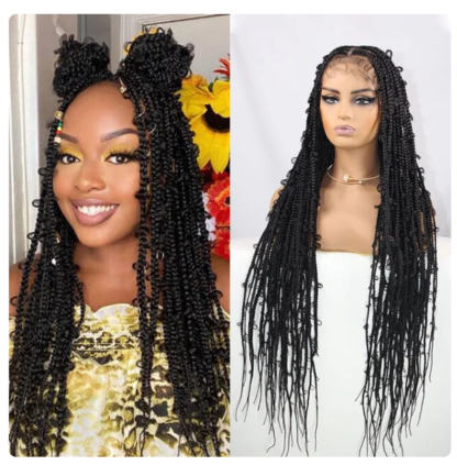 Boho Box Braided Curly Hair 360 Full Lace Front Wigs {5 Colors}