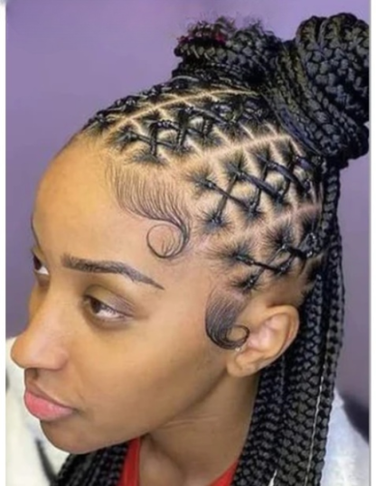 Full Lace Braided Wigs Criss Cross Braided Frontal Lace Wig with Baby Hair 36 inches {4 Colors} - Image 13
