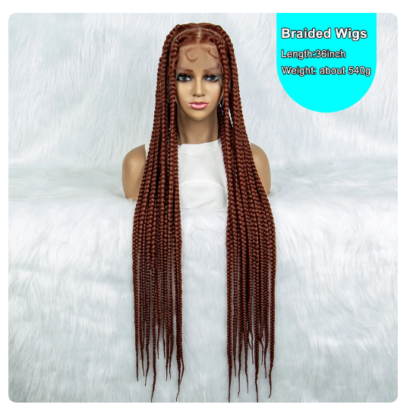 Ginger Cornrow Braided Full Lace 36 inches Knotless Jumbo Box Braids Wig {350 Color}