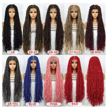 36"  Butterfly Silky Dread Locs Full Lace Braided Wig With Baby Hair {9 Colors Available}