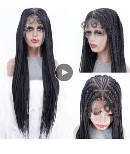 36Inch Full Lace DESIGNER Box Braid Knotless Braided Wig with Baby Hair