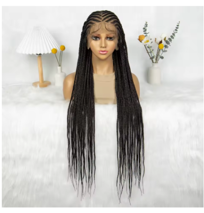36" HD Full Lace Diagonal Cornrows Braided Wig with Baby Hair - Image 2