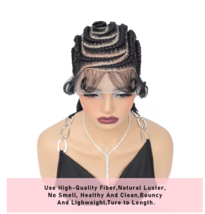 16Inch Bantu Full Lace Cornrow Braided Wigs with Baby Hair - Image 2