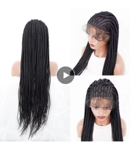 34inch  Lace Front Handmade Cornrow "CIRCLE" Knotless Box Braided Wig with Baby Hair