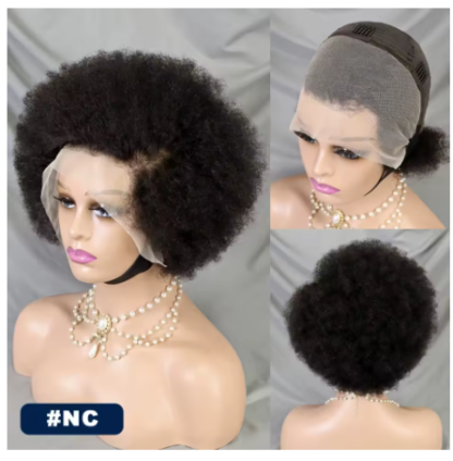 {100% Human Hair}  8” Kinky Curly Afro Lace Front Wig – 200% Density, Natural Hairline, 7 Stunning Colors - Image 2