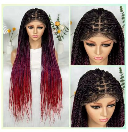 36" Synthetic Box Braided Wigs Lace Front Knotless Box Braids Hair Wig 34 Inches - Image 10