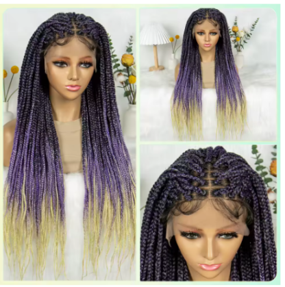36" Synthetic Box Braided Wigs Lace Front Knotless Box Braids Hair Wig 34 Inches - Image 13
