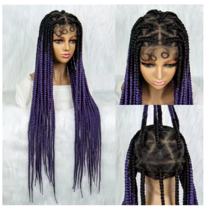 Colorful Big Knotless Box Braided Wigs {Full HD Lace} {5 Colors} - Image 11