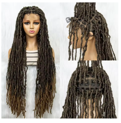 36"  Butterfly Silky Dread Locs Full Lace Braided Wig With Baby Hair {9 Colors Available} - Image 4