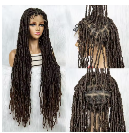 36"  Butterfly Silky Dread Locs Full Lace Braided Wig With Baby Hair {9 Colors Available} - Image 5