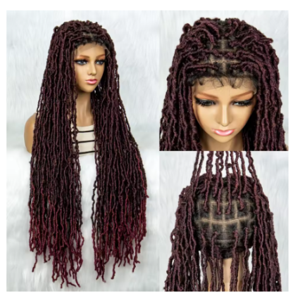 36"  Butterfly Silky Dread Locs Full Lace Braided Wig With Baby Hair {9 Colors Available} - Image 6
