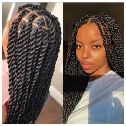 34" HD Transparent Full Lace High-Quality Twisted Braided Wig - Image 2