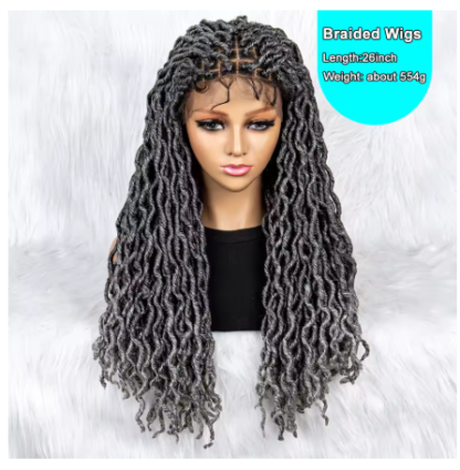 28" Box Curly Knotless Silky Dreads Full HD Lace Front Wigs With Baby Hair {8 COLORS} - Image 2