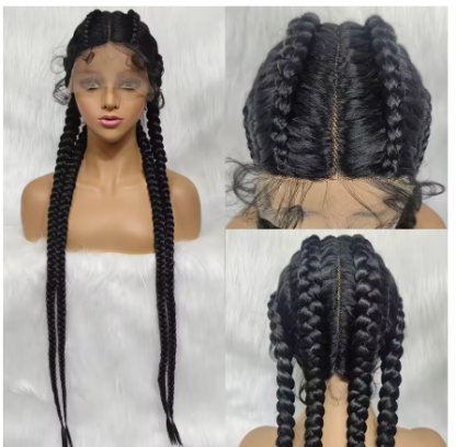 37" Lace Front ~ 4 Jumbo Cornrow Box Braided Wigs {7 Colors} - Image 12