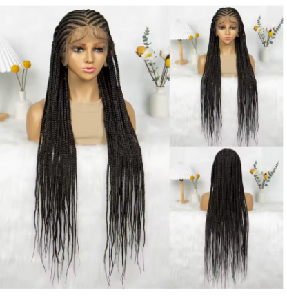 36" HD Full Lace Diagonal Cornrows Braided Wig with Baby Hair - Image 3