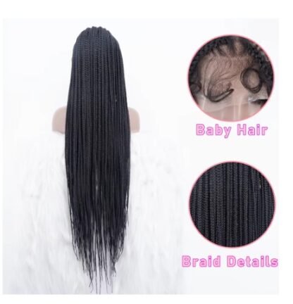 36Inch Full Lace DESIGNER Box Braid Knotless Braided Wig with Baby Hair - Image 4
