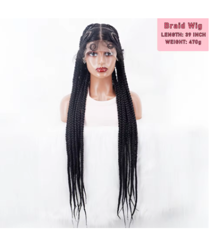 38 Inch Transparent HD Full Lace Heart Shaped Braided Wig with Baby Hair - Image 2