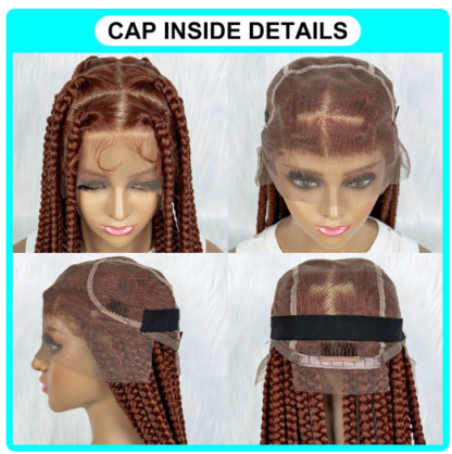 Ginger Cornrow Braided Full Lace 36 inches Knotless Jumbo Box Braids Wig {350 Color} - Image 6