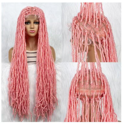 36"  Butterfly Silky Dread Locs Full Lace Braided Wig With Baby Hair {9 Colors Available} - Image 2