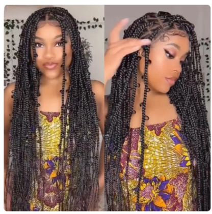 Boho Box Braided Curly Hair 360 Full Lace Front Wigs {5 Colors} - Image 3
