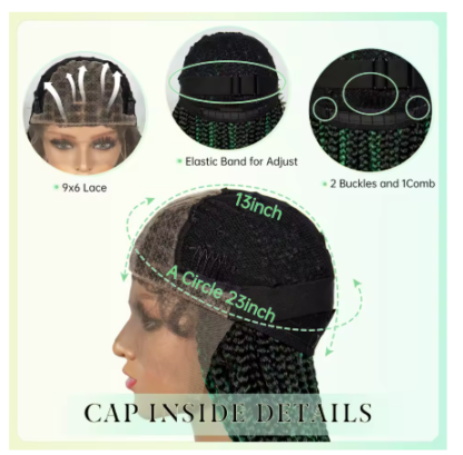 36" Synthetic Box Braided Wigs Lace Front Knotless Box Braids Hair Wig 34 Inches - Image 3