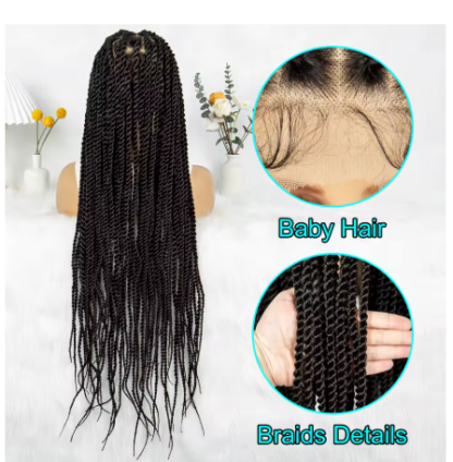 34" HD Transparent Full Lace High-Quality Twisted Braided Wig - Image 4