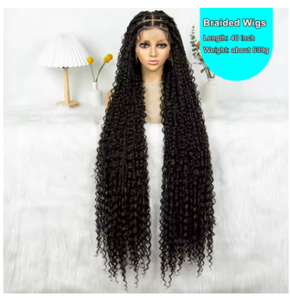 40 inch Long Knotless Full Lace Box Boho Goddess Braids Braided Wig With Baby Hair - Image 4