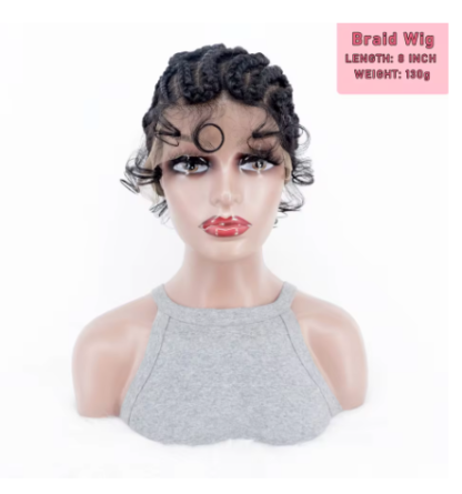 8 inches Full Lace Handmade Twist Knotless Box Braids Wigs with Baby Hair - Image 3