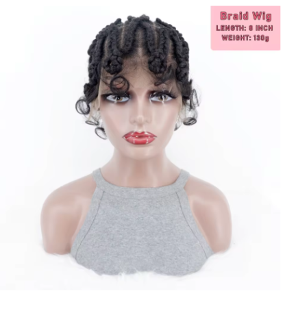 Short Lovely Full Lace Hand-tied Twist Knotless Box Braids Wigs with Baby Hair ~ 8 inches - Image 5