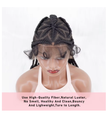 16Inch Full Lace "GANJA Design" Cornrow Braided Wigs with Baby Hair - Image 5