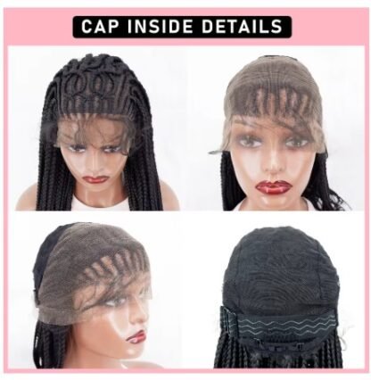 34inch  Lace Front Handmade Cornrow "CIRCLE" Knotless Box Braided Wig with Baby Hair - Image 3
