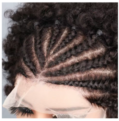 Afro Puff Kinky Curly 13x4 Lace Frontal Braided Wig – Luxury Human Hair, Pre-Braided & Ultra Natural - Image 4
