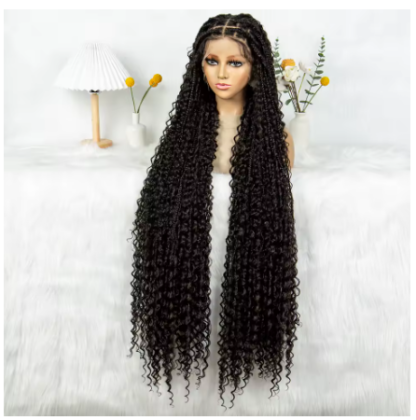 40 inch Long Knotless Full Lace Box Boho Goddess Braids Braided Wig With Baby Hair - Image 5
