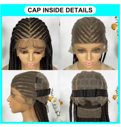 36" HD Full Lace Diagonal Cornrows Braided Wig with Baby Hair - Image 5