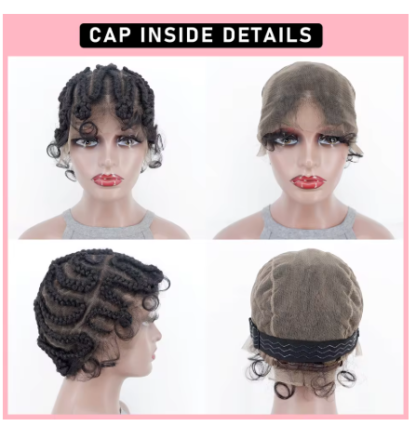 Short Lovely Full Lace Hand-tied Twist Knotless Box Braids Wigs with Baby Hair ~ 8 inches - Image 4