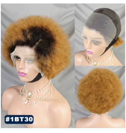 {100% Human Hair}  8” Kinky Curly Afro Lace Front Wig – 200% Density, Natural Hairline, 7 Stunning Colors - Image 5