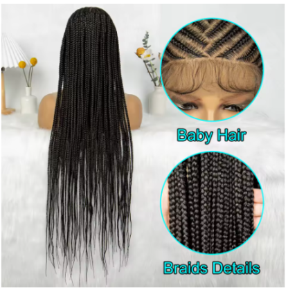 36" HD Full Lace Diagonal Cornrows Braided Wig with Baby Hair - Image 6