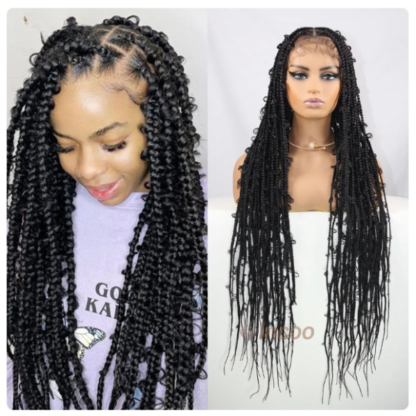 Boho Box Braided Curly Hair 360 Full Lace Front Wigs {5 Colors} - Image 5