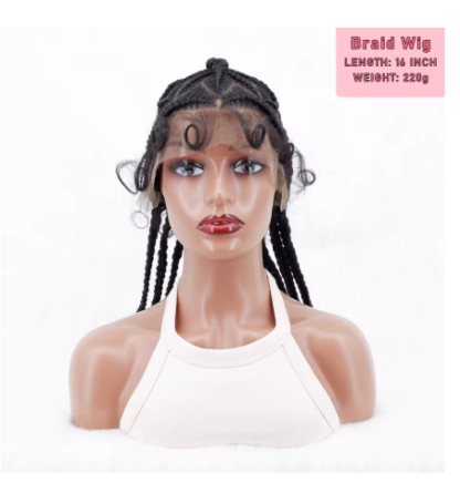 16Inch Full Lace "GANJA Design" Cornrow Braided Wigs with Baby Hair - Image 3