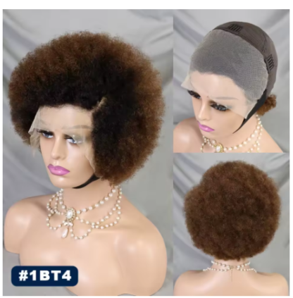 {100% Human Hair}  8” Kinky Curly Afro Lace Front Wig – 200% Density, Natural Hairline, 7 Stunning Colors - Image 6
