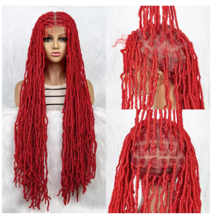 36"  Butterfly Silky Dread Locs Full Lace Braided Wig With Baby Hair {9 Colors Available} - Image 9