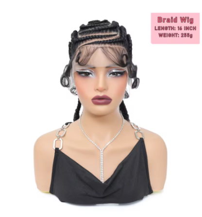 16Inch Bantu Full Lace Cornrow Braided Wigs with Baby Hair - Image 7