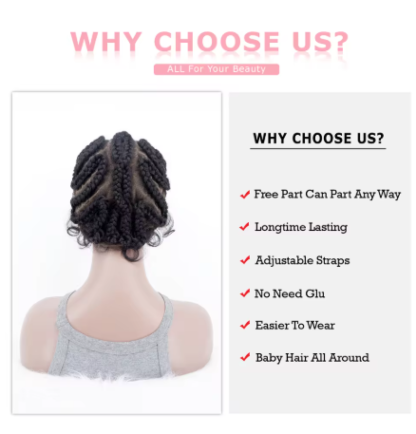 Short Lovely Full Lace Hand-tied Twist Knotless Box Braids Wigs with Baby Hair ~ 8 inches - Image 2