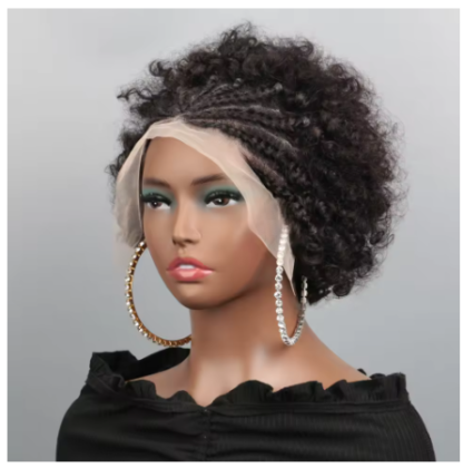 Afro Puff Kinky Curly 13x4 Lace Frontal Braided Wig – Luxury Human Hair, Pre-Braided & Ultra Natural - Image 7