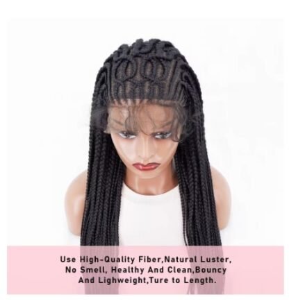 34inch  Lace Front Handmade Cornrow "CIRCLE" Knotless Box Braided Wig with Baby Hair - Image 5