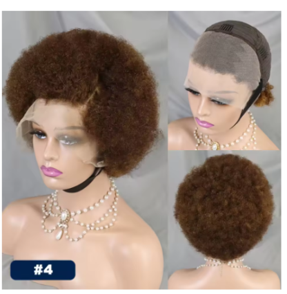{100% Human Hair}  8” Kinky Curly Afro Lace Front Wig – 200% Density, Natural Hairline, 7 Stunning Colors - Image 7