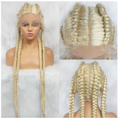 37" Lace Front ~ 4 Jumbo Cornrow Box Braided Wigs {7 Colors} - Image 15