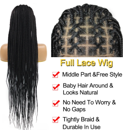 Full Lace Braided Wigs Criss Cross Braided Frontal Lace Wig with Baby Hair 36 inches {4 Colors} - Image 3